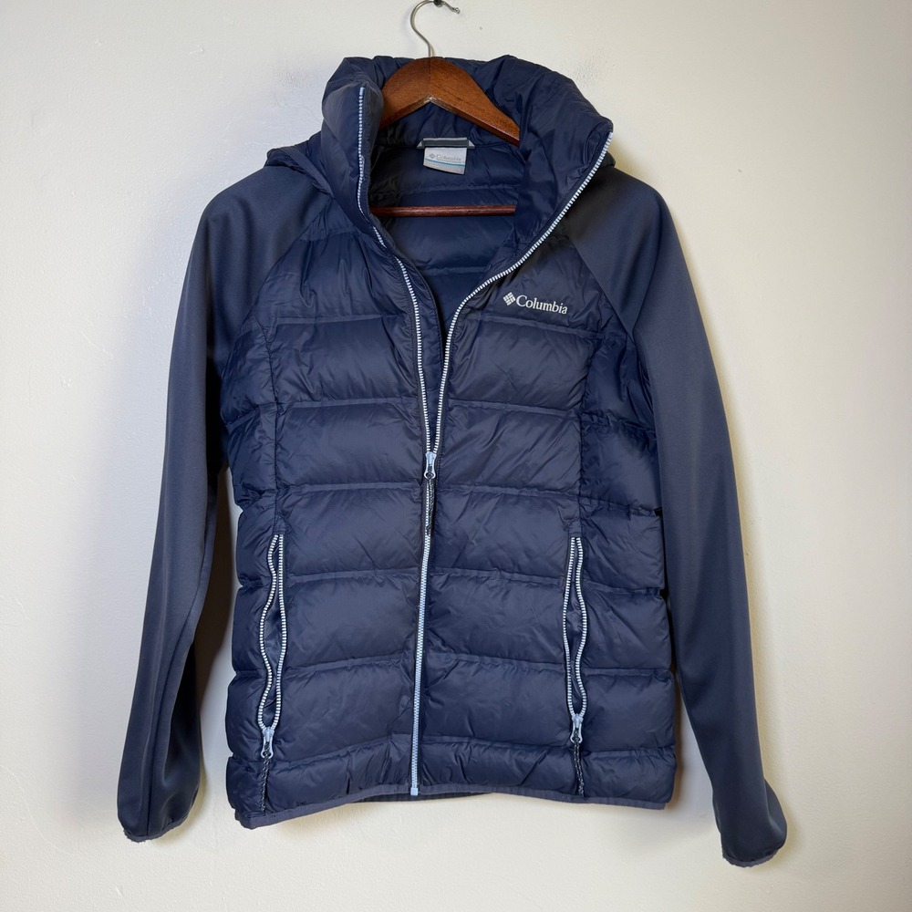 Columbia Powder Lite Hybrid Hooded Puffer Jacket Size‎ S Navy Blue